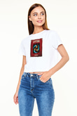 Datsik Beyaz  Crop Top Tişört