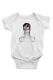 David Bowie Baskılı Beyaz Unisex Bebek Body - Zıbın