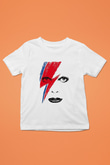 David Bowie Baskılı Beyaz Unisex Beyaz Çocuk Tişört - Tshirt