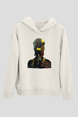 David Bowie Baskılı Beyaz Unisex Kapüşonlu Sweatshirt