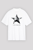 David Bowie Baskılı Beyaz Unisex Oversize Tişört - Tshirt