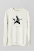 David Bowie Baskılı Beyaz Unisex Sweatshirt