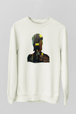David Bowie Baskılı Beyaz Unisex Sweatshirt