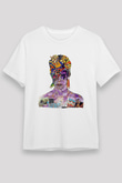 David Bowie Baskılı Unisex Beyaz Tişört - Tshirt