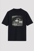 David Bowie Baskılı Unisex Siyah Oversize Tişört