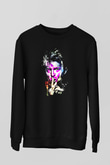 David Bowie Baskılı Unisex Siyah Sweatshirt
