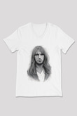 David Gilmour Baskılı Beyaz Unisex V Yaka Tişört - Tshirt