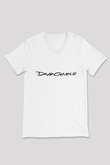 David Gilmour Baskılı Beyaz Unisex V Yaka Tişört - Tshirt