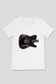 David Gilmour Baskılı Beyaz Unisex V Yaka Tişört - Tshirt
