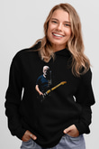 David Gilmour Baskılı Unisex Siyah Kapüşonlu Sweatshirt
