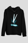 David Gilmour Baskılı Unisex Siyah Kapüşonlu Sweatshirt