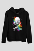 David Gilmour Baskılı Unisex Siyah Kapüşonlu Sweatshirt