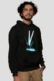 David Gilmour Baskılı Unisex Siyah Kapüşonlu Sweatshirt