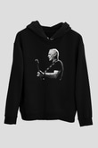 David Gilmour Baskılı Unisex Siyah Kapüşonlu Sweatshirt