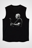 David Gilmour Baskılı Unisex Siyah Kolsuz Tişört - Tshirt