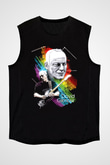 David Gilmour Baskılı Unisex Siyah Kolsuz Tişört - Tshirt