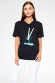 David Gilmour Baskılı Unisex Siyah V Yaka Tişört - Tshirt