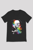 David Gilmour Baskılı Unisex Siyah V Yaka Tişört - Tshirt