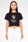 David Guetta Siyah  Crop Top Tişört