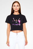 David Guetta Siyah Crop Top Tişört