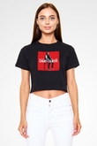 David Guetta Siyah  Crop Top Tişört