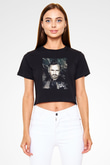 David Guetta Siyah  Crop Top Tişört