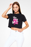 David Guetta Siyah Crop Top Tişört