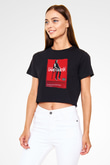 David Guetta Siyah  Crop Top Tişört