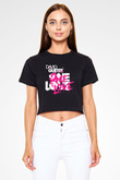 David Guetta Siyah Crop Top Tişört