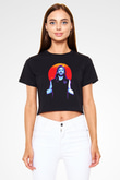 David Guetta Siyah  Crop Top Tişört