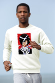 Dazai Baskılı Beyaz Unisex Sweatshirt
