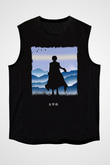 Dazai Baskılı Unisex Siyah Kolsuz Tişört - Tshirt