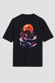 Dazai Baskılı Unisex Siyah Oversize Tişört - Tshirt
