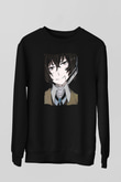 Dazai Baskılı Unisex Siyah Sweatshirt
