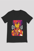 Dazai Baskılı Unisex Siyah V Yaka Tişört - Tshirt