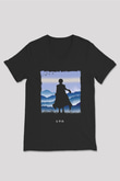 Dazai Baskılı Unisex Siyah V Yaka Tişört - Tshirt