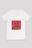 De La Soul Baskılı Beyaz V Yaka Unisex Tişört