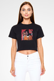 De La Soul Baskılı Crop Top Siyah Kadın Tişört