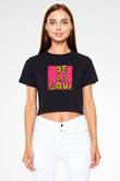 De La Soul Baskılı Crop Top Siyah Kadın Tişört