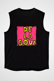 De La Soul Baskılı Unisex Siyah Kolsuz Tişört