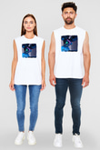 Deadmau5 Baskılı Unisex Beyaz Kolsuz Tişört