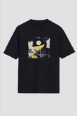 Deadmau5 Baskılı Unisex Oversize Siyah Tişört