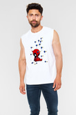 Deadpool Baskılı Unisex Beyaz  Kolsuz Tişört