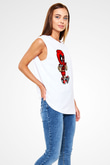 Deadpool Bastard Baskılı Unisex Beyaz Kolsuz Tişört