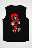 Deadpool Bastard Baskılı Unisex Siyah Kolsuz Tişört