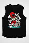 Deadpool Boombox Baskılı Unisex Siyah Kolsuz Tişört
