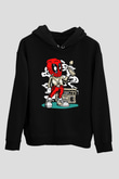 Deadpool Boombox Baskılı Unisex Siyah Hoodie