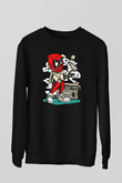 Deadpool Boombox Baskılı Unisex Siyah Sweatshirt