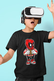 Deadpool Eat Burger Baskılı Unisex Siyah Çocuk Tişört