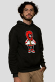 Deadpool Eat Burger Baskılı Unisex Siyah Hoodie